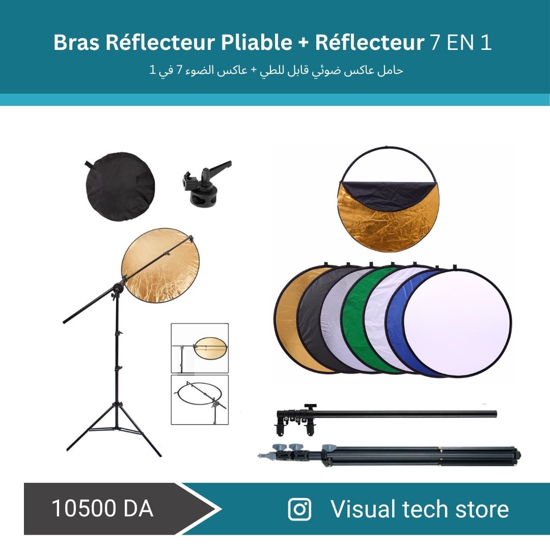✅ “Kit Réflecteur 7-en-1 avec Support & Trépied 2m – Contrôlez la Lumière Facilement”