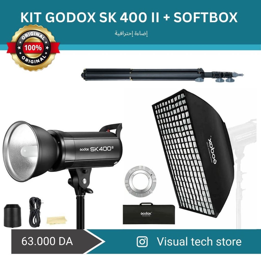 KIT GODOX SK400 II + SOFTBOX إضاءة احترافية لصناع المحتوى والمصورين