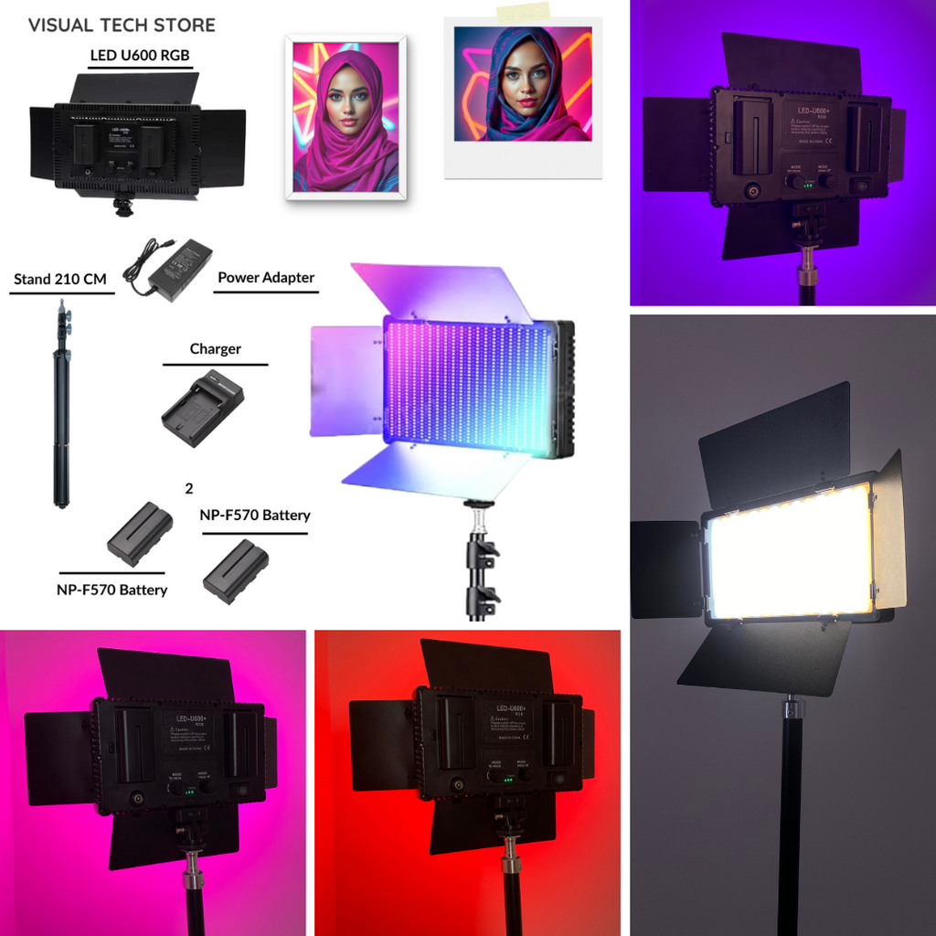 PANNEAU LED  U600 RGB يأتي بحامل وبطاريتين